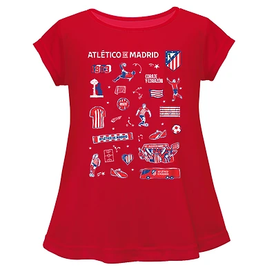 Girls Toddler Vive La Fete  Red Atletico de Madrid Impressions Artwork A-Line Top