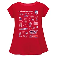 Girls Toddler Vive La Fete  Red Atletico de Madrid Impressions Artwork A-Line Top