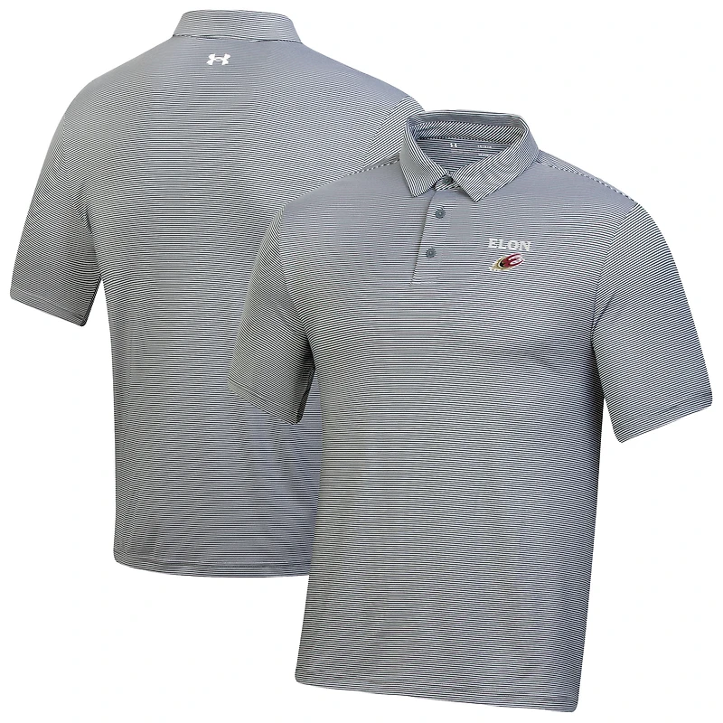 Men's Under Armour Gray Elon Phoenix T2 Green Bridge Stripe Polo