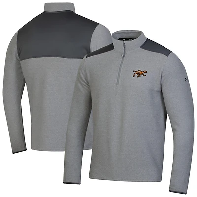 Men's Under Armour Gray Campbell Fighting Camels CGI Microfleece Quarter-Zip Jacket