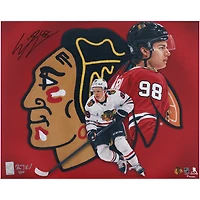 Connor Bedard Chicago Blackhawks Autographed 16" x 20" Photo Print with Art by Brian Konnick - Limited Edition of 50