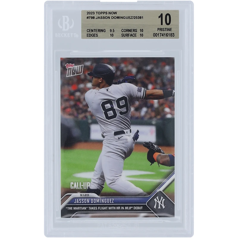 Jasson Domínguez New York Yankees 2023 Topps Now HR in MLB Debut #798 BGS Authenticated 10 Rookie Card - 9.5,10,10,10 Subgrades