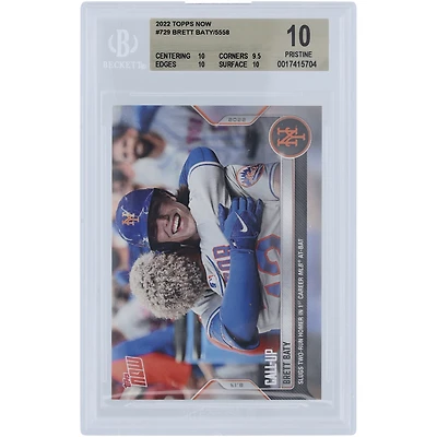 Brett Baty New York Mets 2022 Topps Now 2-Run Homer in 1st at Bat #729 BGS Authenticated 10 Rookie Card - 10,9.5,10,10 Subgrades