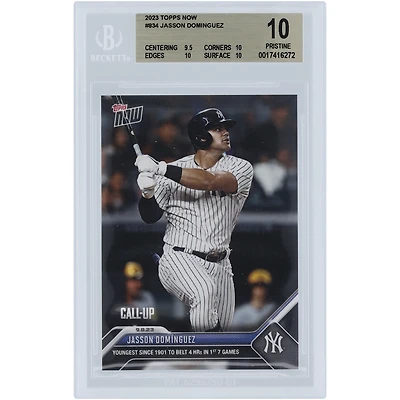 Jasson Domínguez New York Yankees 2023 Topps Now Youngest Since 1901 to Belt 4 HR's in 1st 7 Games #834 BGS Authenticated 10 Rookie Card - 9.5,10,10,10 Subgrades
