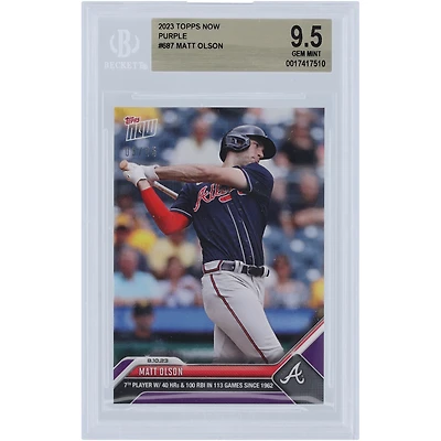 Matt Olson Atlanta Braves 2023 Topps Now Purple 7th Player with 40 HR & 100 RBI in 113 Games #687 #/25 BGS Authenticated 9.5 Card