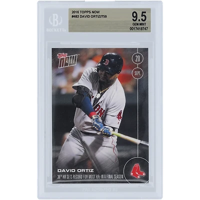 David Ortiz Boston Red Sox 2016 Topps Now Sets Record for Most HR's in Final Season #482 BGS Authenticated 9.5 Card