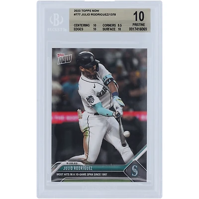 Julio Rodriguez Seattle Mariners 2023 Topps Now Most Hits in a 10 Game Span Since 1997 #777 BGS Authenticated 10 Card - 10,9.5,10,10 Subgrades