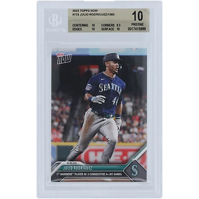 Julio Rodriguez Seattle Mariners 2023 Topps Now 1st Mariners Player w/ 3 Consecutive 4+ Hit Games #723 BGS Authenticated 10 Card - 10,9.5,10,10 Subgrades