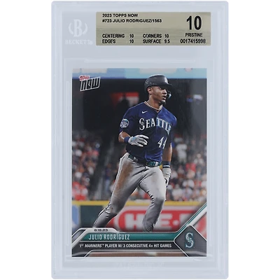 Julio Rodriguez Seattle Mariners 2023 Topps Now 1st Mariners Player w/ 3 Consecutive 4+ Hit Games #723 BGS Authenticated 10 Card - 10,10,10,9.5 Subgrades