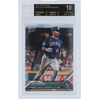Julio Rodriguez Seattle Mariners 2023 Topps Now 1st Mariners Player w/ 3 Consecutive 4+ Hit Games Black Label #723 BGS Authenticated 10 Card - 10,10,10,10 Subgrades