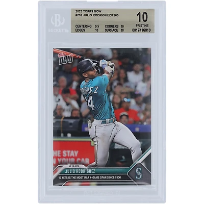 Julio Rodriguez Seattle Mariners 2023 Topps Now 17 Hits is The Most in a 4 Game Span Since 1900 #731 BGS Authenticated 10 Card - 9.5,10,10,10 Subgrades