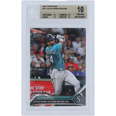 Julio Rodriguez Seattle Mariners 2023 Topps Now 17 Hits is The Most in a 4 Game Span Since 1900 #731 BGS Authenticated 10 Card - 10,9.5,10,10 Subgrades