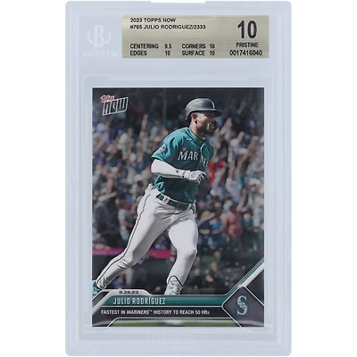 Julio Rodriguez Seattle Mariners 2023 Topps Now Fastest in Mariners History to Reach 50 HRs #765 BGS Authenticated 10 Card - 9.5,10,10,10 Subgrades