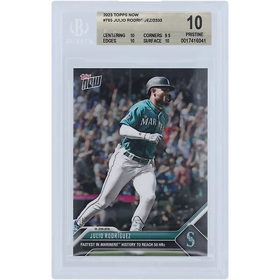 Julio Rodriguez Seattle Mariners 2023 Topps Now Fastest in Mariners History to Reach 50 HRs #765 BGS Authenticated 10 Card - 10,9.5,10,10 Subgrades