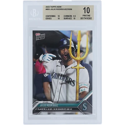 Julio Rodriguez Seattle Mariners 2023 Topps Now 4th Player w/ 30 HR & 30 SB Season By Age 22 #855 BGS Authenticated 10 Card - 10,9.5,10,10 Subgrades