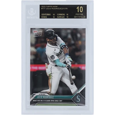 Julio Rodriguez Seattle Mariners 2023 Topps Now Most Hits in a 10 Game Span Since 1997 Black Label #777 BGS Authenticated 10 Card - 10,10,10,10 Subgrades