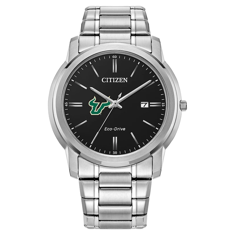 Men's Citizen Watch Silver South Florida Bulls Eco-Drive Black Dial Watch