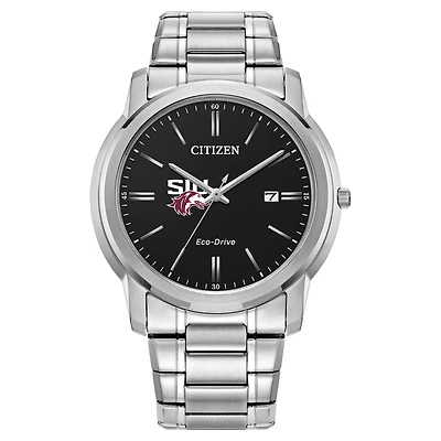 Men's Citizen Watch  Silver Southern Illinois Salukis Eco-Drive Black Dial Watch