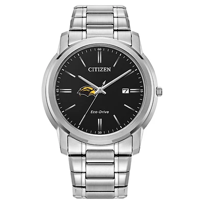 Men's Citizen Watch  Silver Southern Miss Golden Eagles Eco-Drive Black Dial Watch