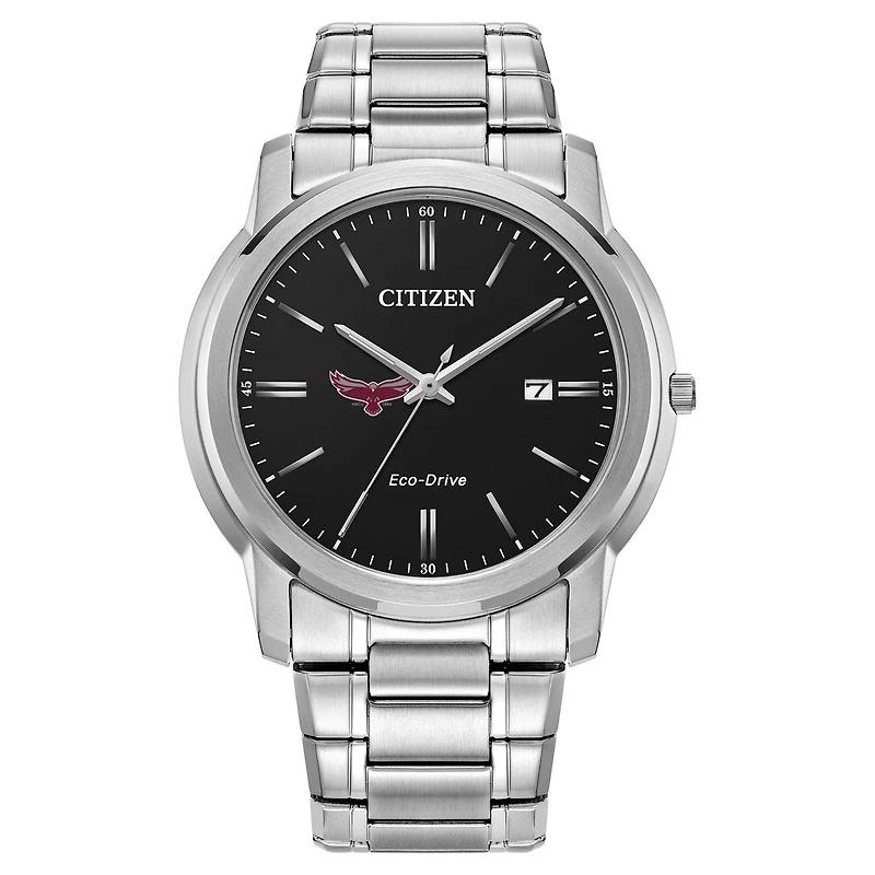 Men's Citizen Watch  Silver Maryland Eastern Shore Hawks Eco-Drive Black Dial Watch