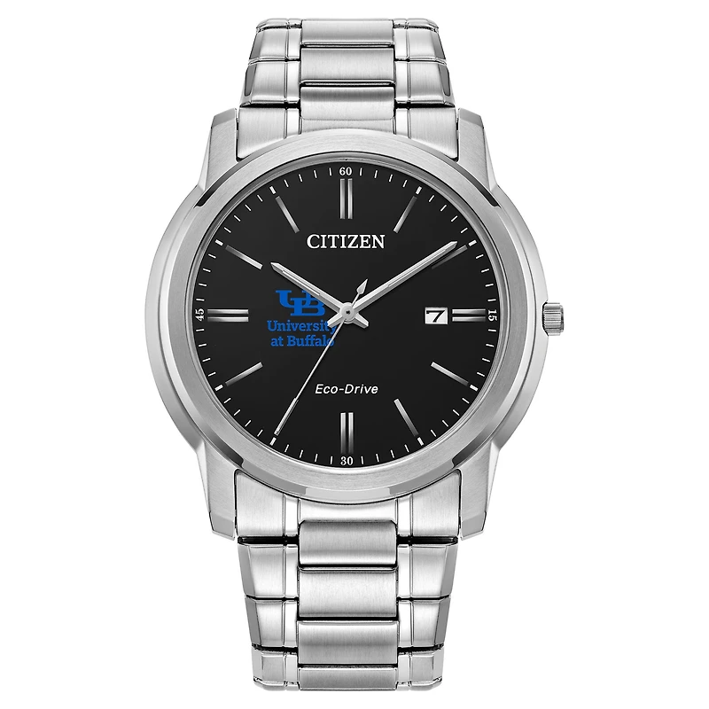 Men's Citizen Watch Silver Buffalo Bulls Eco-Drive Black Dial Watch