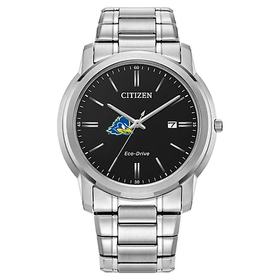 Men's Citizen Watch  Silver Delaware Fightin' Blue Hens Eco-Drive Black Dial Watch