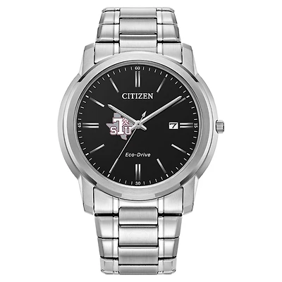 Men's Citizen Watch  Silver Texas Southern Tigers Eco-Drive Black Dial Watch