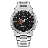 Men's Citizen Watch  Silver Cornell Big Red Eco-Drive Black Dial Watch