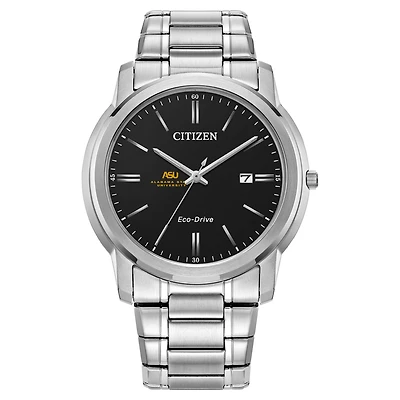 Men's Citizen Watch  Silver Alabama State Hornets Eco-Drive Black Dial Watch
