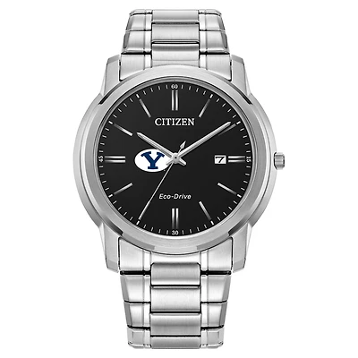 Men's Citizen Watch  Silver BYU Cougars Eco-Drive Black Dial Watch
