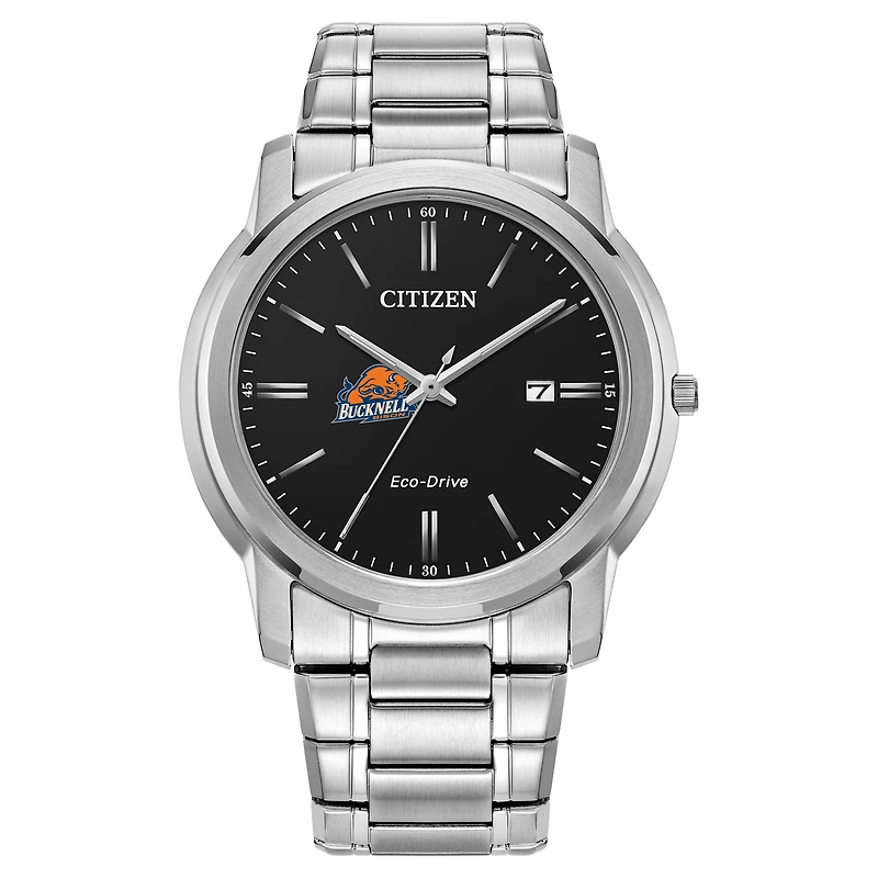 Men's Citizen Watch Silver Bucknell Bison Eco-Drive Black Dial Watch