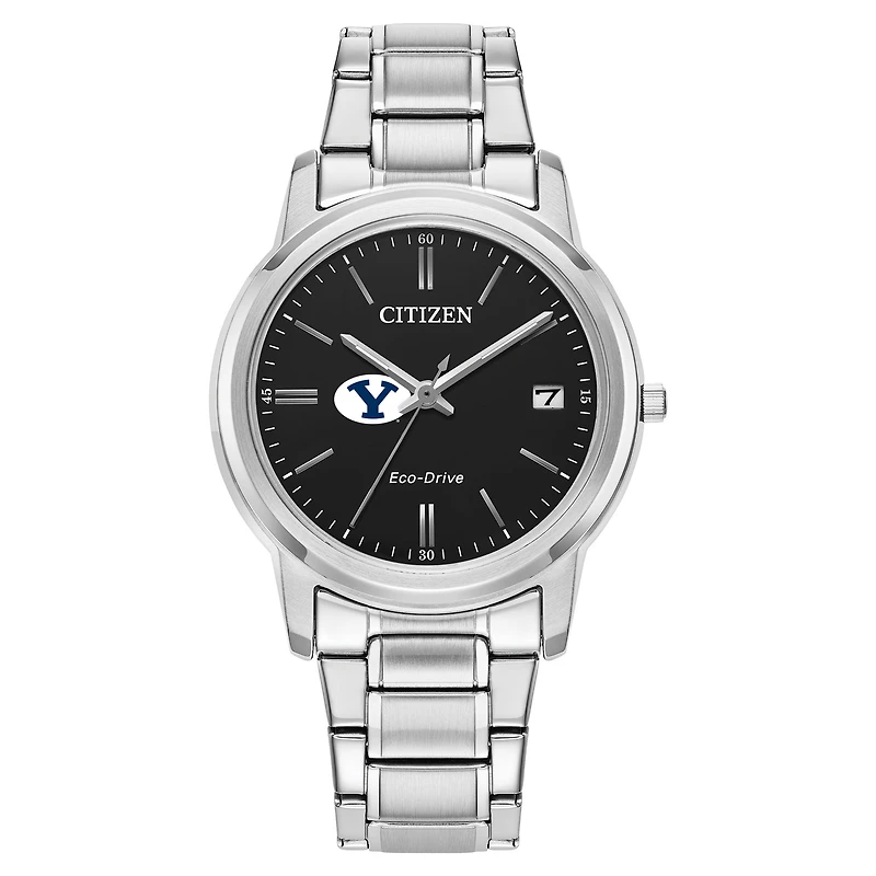 Women's Citizen Watch  Silver BYU Cougars Classic Eco-Drive Black Dial Watch