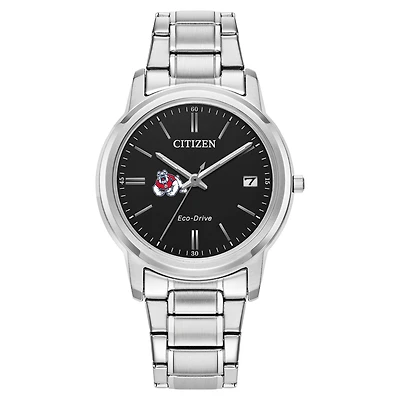 Women's Citizen Watch  Silver Fresno State Bulldogs Classic Eco-Drive Black Dial Watch