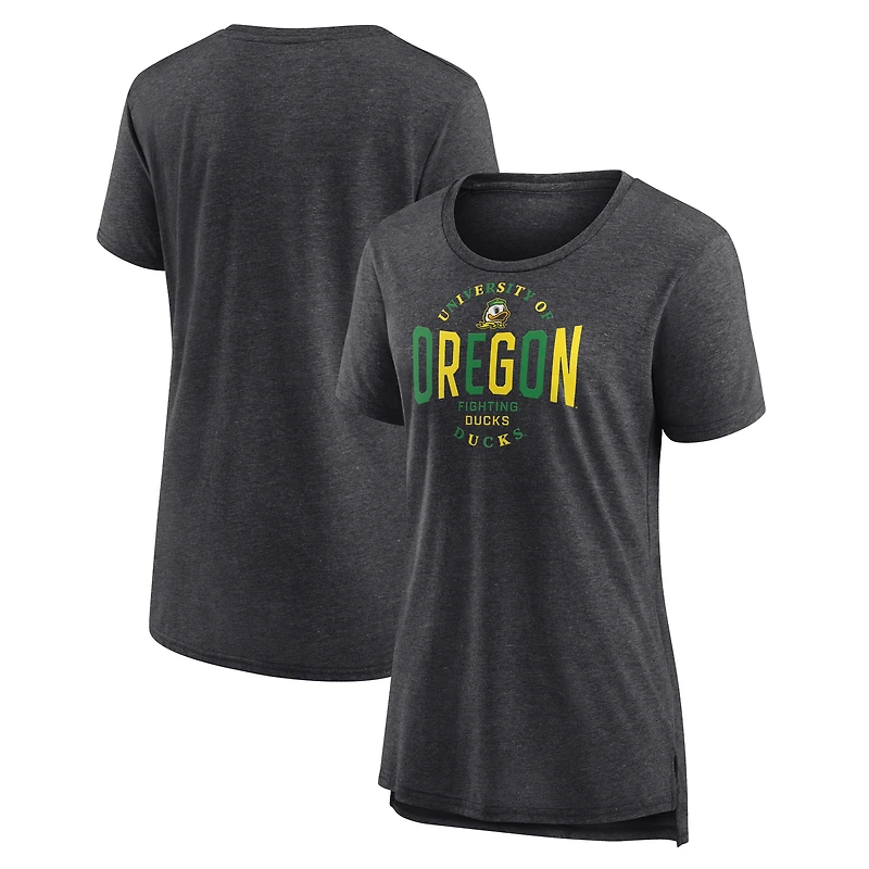 Women's Charcoal Oregon Ducks Break It Down Tri-Blend T-Shirt
