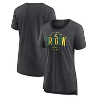 Women's Charcoal Oregon Ducks Break It Down Tri-Blend T-Shirt