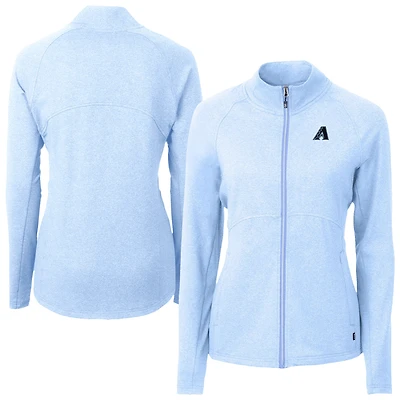 Women's Cutter & Buck  Heather Powder Blue Arizona Diamondbacks Raglan Adapt Eco Knit Heather Recycled Full-Zip Jacket