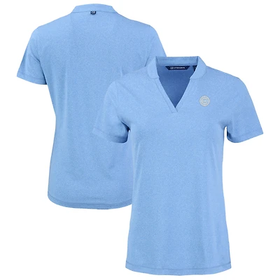 Women's Cutter & Buck  Heather Powder Blue Chicago Cubs Forge Heathered Stretch Blade Top