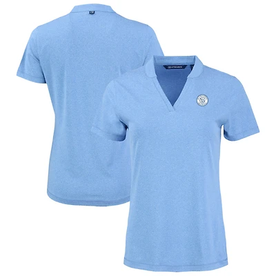 Women's Cutter & Buck Heather Powder Blue Milwaukee Brewers Forge Heathered Stretch Blade Top