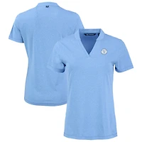 Women's Cutter & Buck  Heather Powder Blue Milwaukee Brewers Forge Heathered Stretch Blade Top