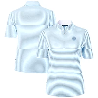 Women's Cutter & Buck  Powder Blue Seattle Mariners Virtue Eco Pique Stripe Recycled Quarter-Zip Top