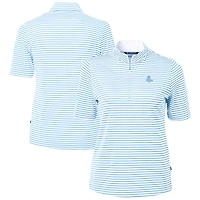 Women's Cutter & Buck  Powder Blue Boston Red Sox Virtue Eco Pique Stripe Recycled Quarter-Zip Top