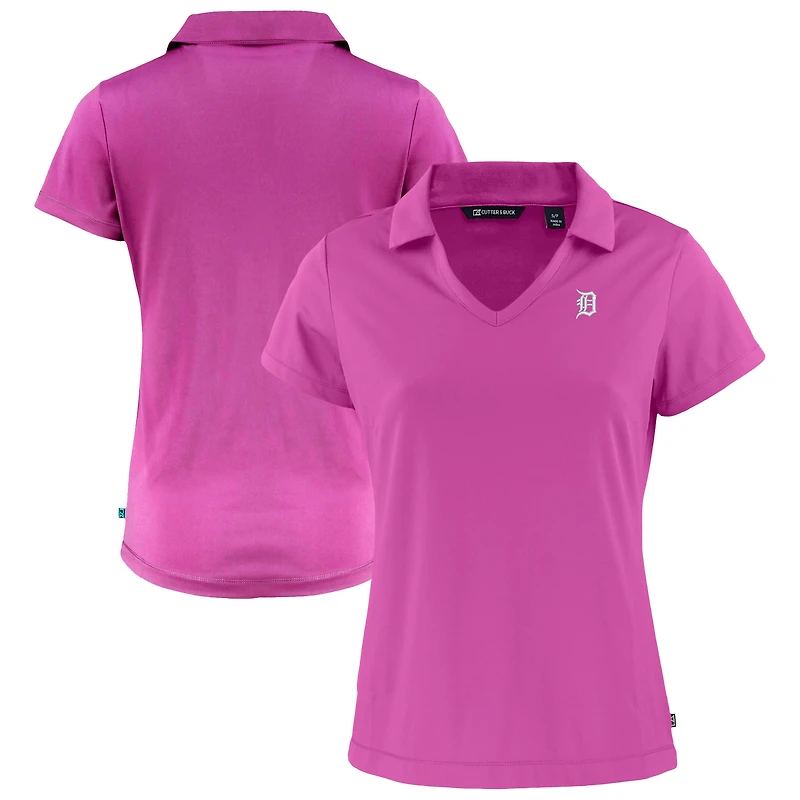 Women's Cutter & Buck Pink Detroit Tigers Daybreak Eco DryTec Recycled V-Neck Polo
