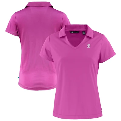 Women's Cutter & Buck Pink Detroit Tigers Daybreak Eco DryTec Recycled V-Neck Polo