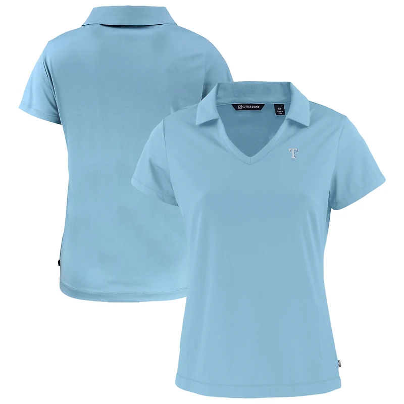 Women's Cutter & Buck Light Blue Texas Rangers Daybreak Eco DryTec Recycled V-Neck Polo