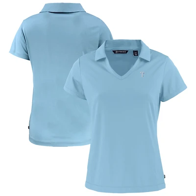 Women's Cutter & Buck Light Blue Texas Rangers Daybreak Eco DryTec Recycled V-Neck Polo