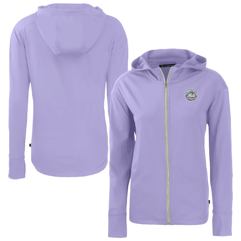 Women's Cutter & Buck Lavender New York Mets Daybreak Eco Recycled Full-Zip Hoodie