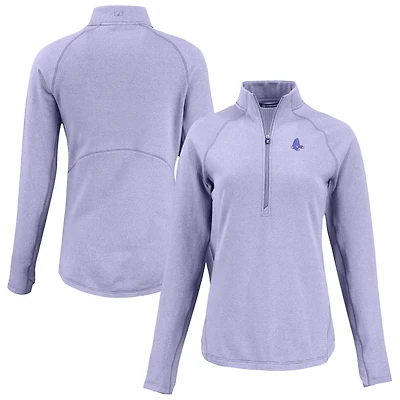 Women's Cutter & Buck Heather Purple Boston Red Sox Peshastin Eco Fleece Recycled Half-Zip Jacket