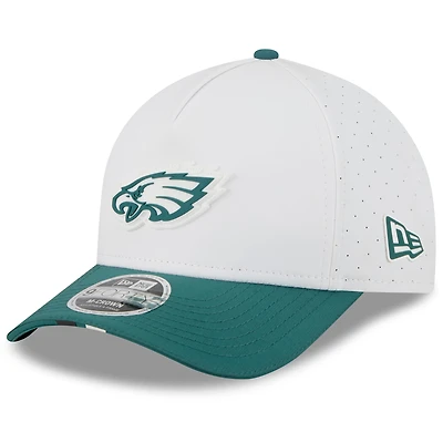 Youth New Era  White/Midnight Green Philadelphia Eagles 2025 NFL Training Camp A-Frame 9FORTY Adjustable Hat