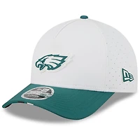 Youth New Era  White/Midnight Green Philadelphia Eagles 2025 NFL Training Camp A-Frame 9FORTY Adjustable Hat