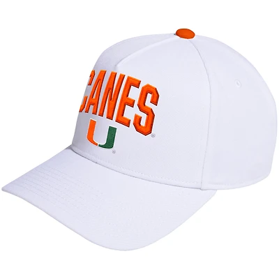 Unisex adidas  White Miami Hurricanes Locker Room A-Frame Adjustable Hat
